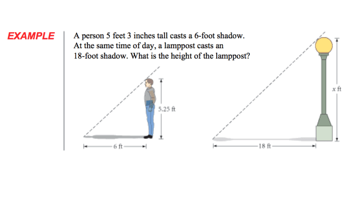 Geometry similar triangles word problems