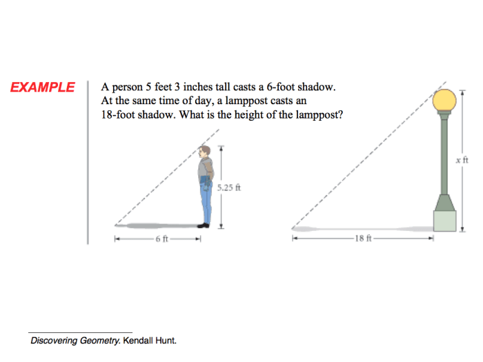 Geometry similar triangles word problems