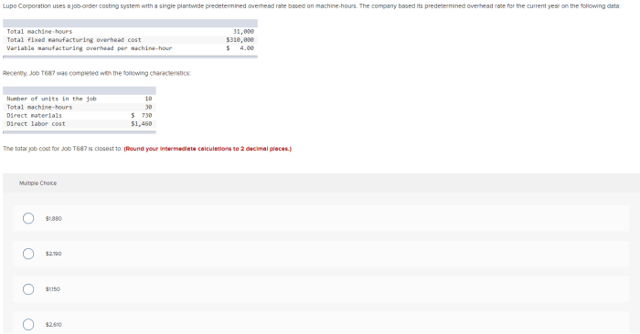 Corporation lupo costing uses job predetermined overhead order rate system plantwide based single homeworklib