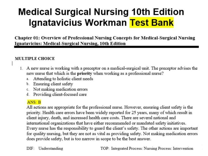 Ignatavicius medical surgical nursing test bank